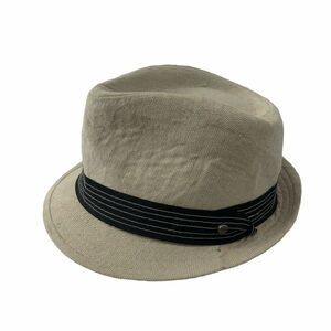 Stetson Beige Herringbone Linen Blend Fedora Mens
